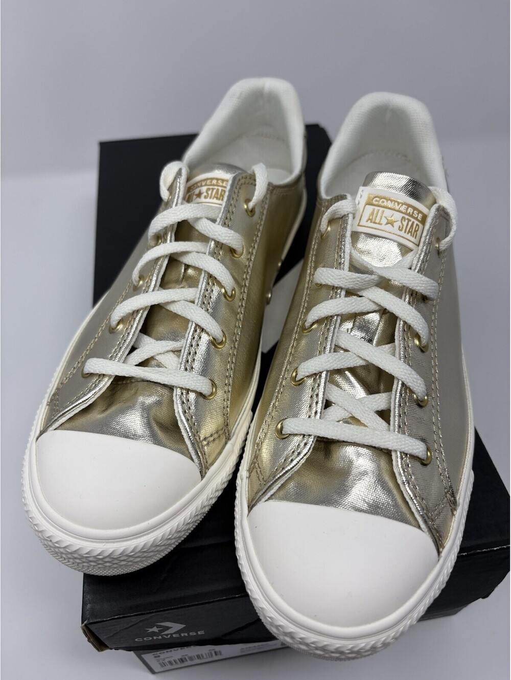 Converse Chuck Taylor All Star Low Top Metallic Gold White Lace Up A15448C